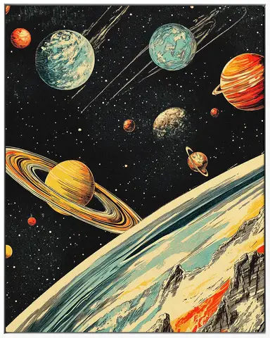 Özel Tasarım Vintage Uzay duvar kağıdı, EDK-TABLO-VINTAGEUZAY-009